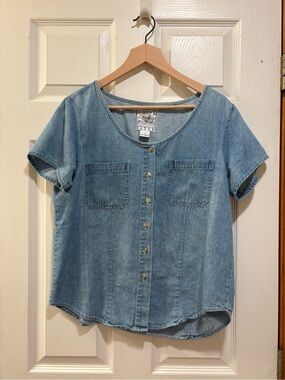 Vintage Andrew’s Blues Denim Shirt Size L 100% Cotton Button Front